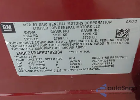 2023 Buick Envision Avenir Awd from USA, damaged, VIN LRBFZSR48PD192934